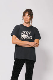 Something very special Washed Black Stacked Logo Tee