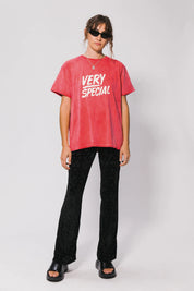 Something very special Washed Red Stacked Logo Tee
