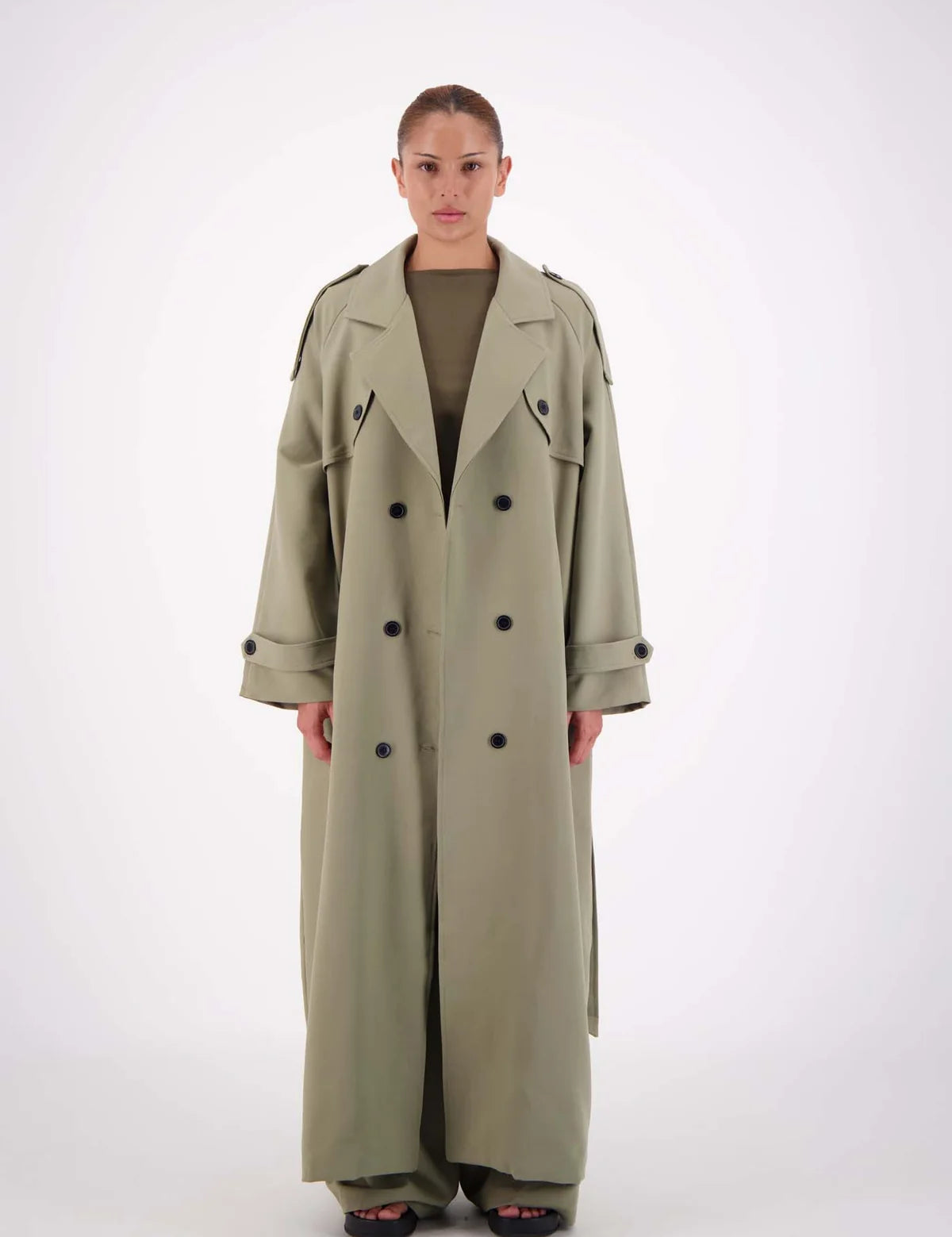 Serena Trench Steel Grey front view