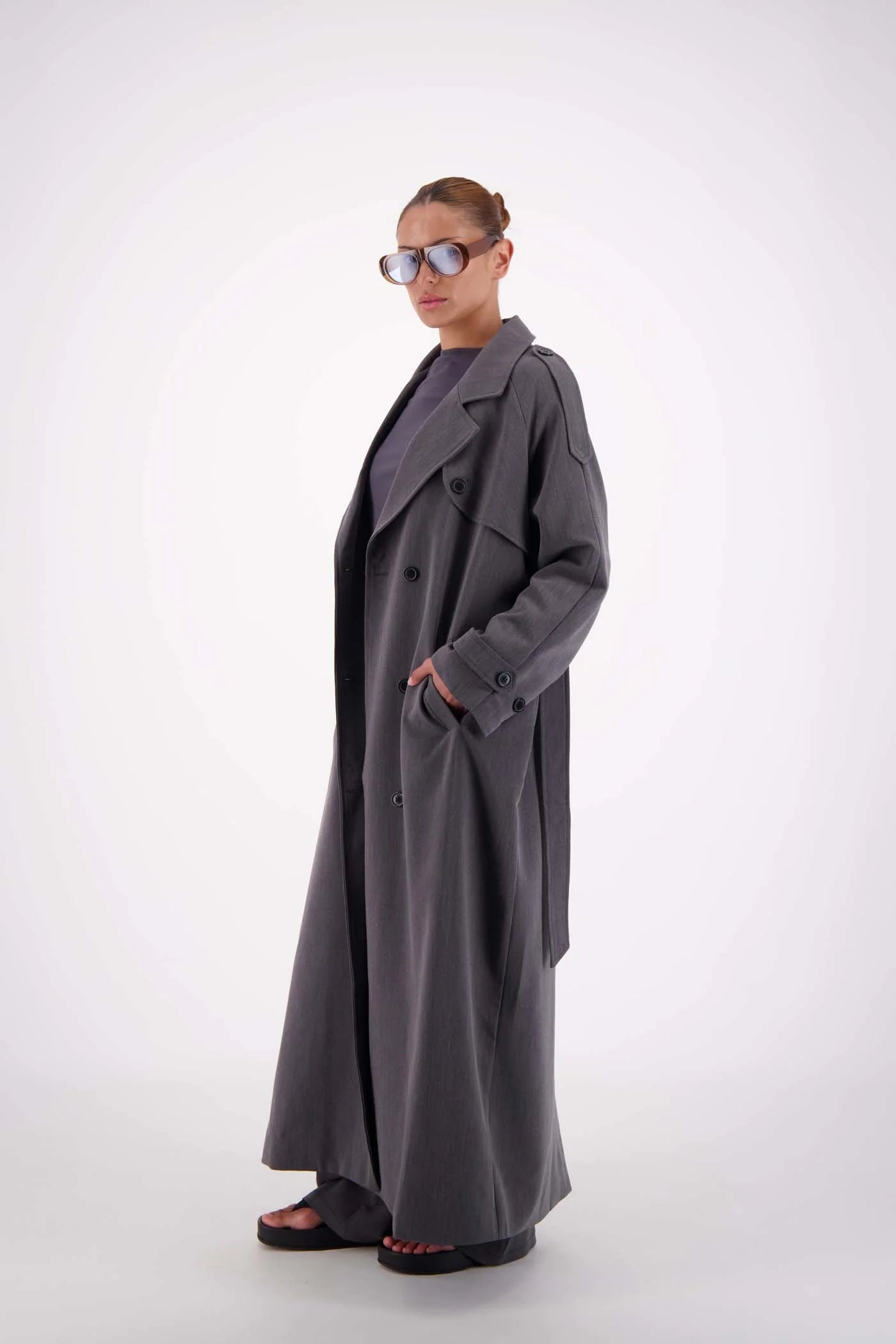 Jasmine Alexa Serena Trench — Steel Grey