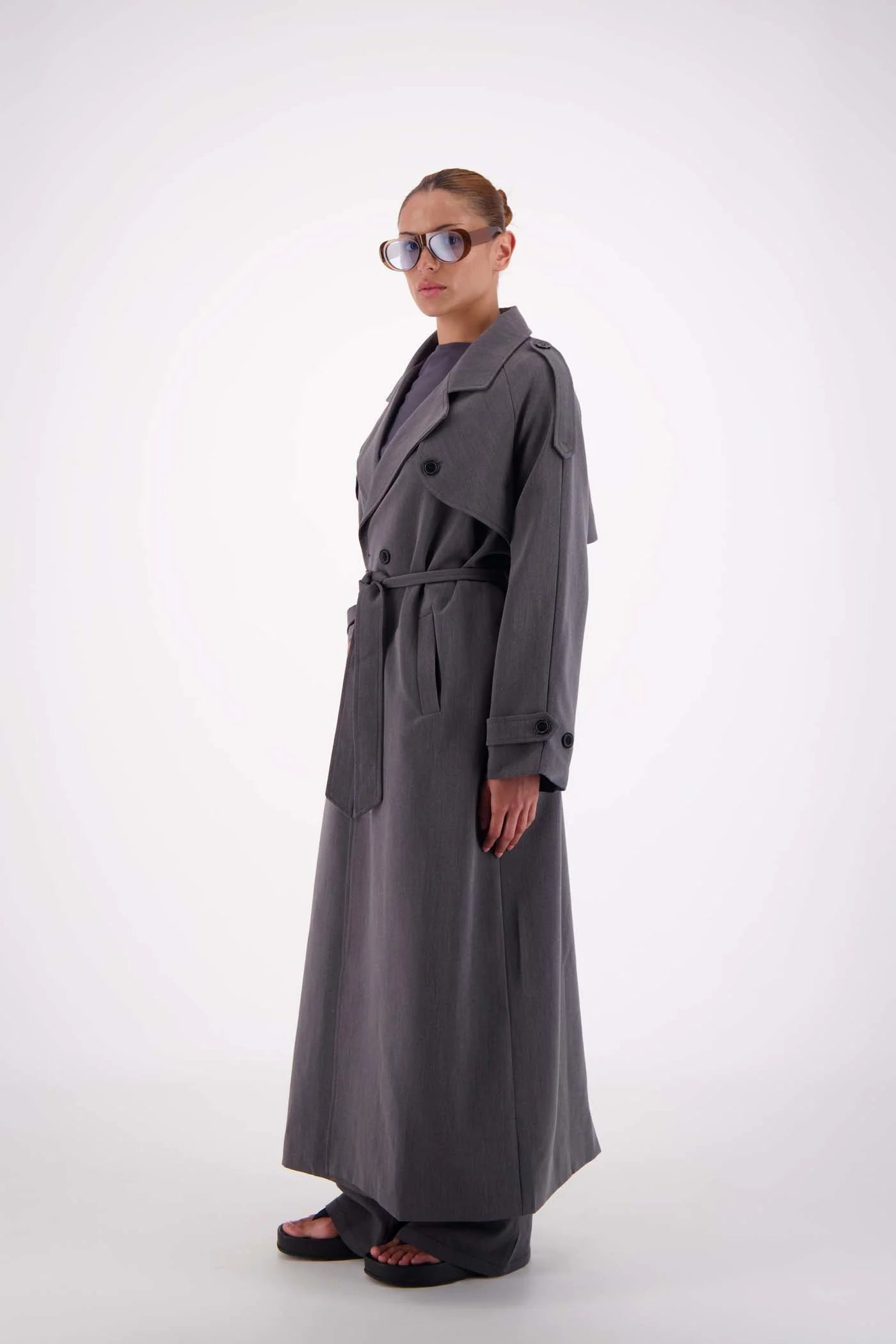 Jasmine Alexa Serena Trench — Steel Grey