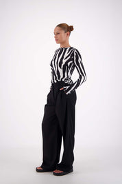 side view of Jasmine Alexa Soho Long Sleeve Zebra Top