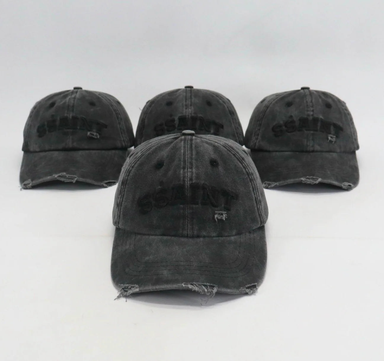 SSAINT Logo Cap — Black Acid Wash
