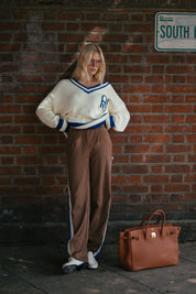 Araminta James AJ V-Neck Knit Sweater Coconut