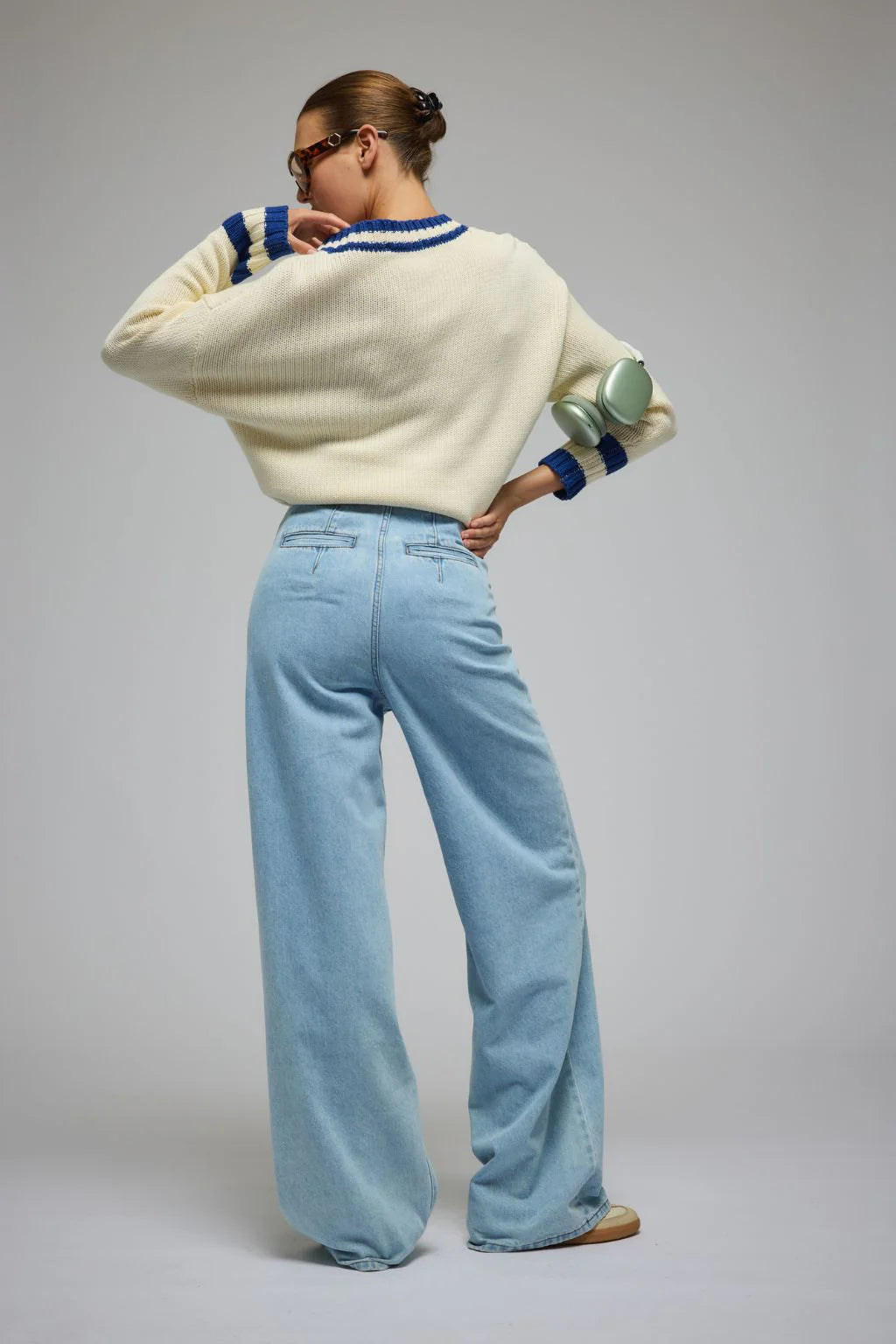 Araminta James AJ V-Neck Knit Sweater Coconut