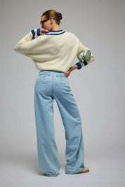 Araminta James AJ V-Neck Knit Sweater Coconut