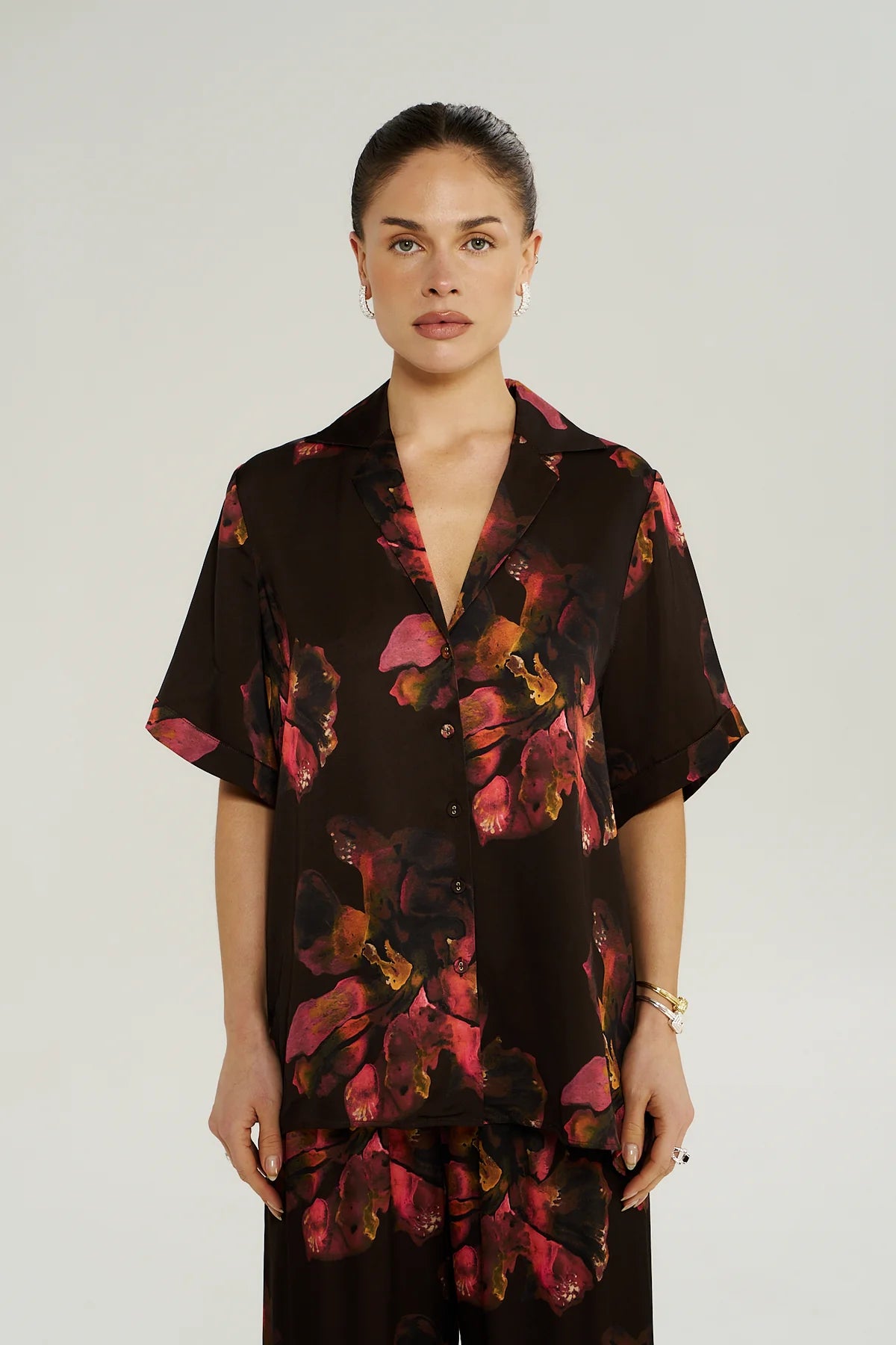 Summi Summi Chocolat Petals print fabric detail