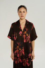 Summi Summi Chocolat Petals print fabric detail