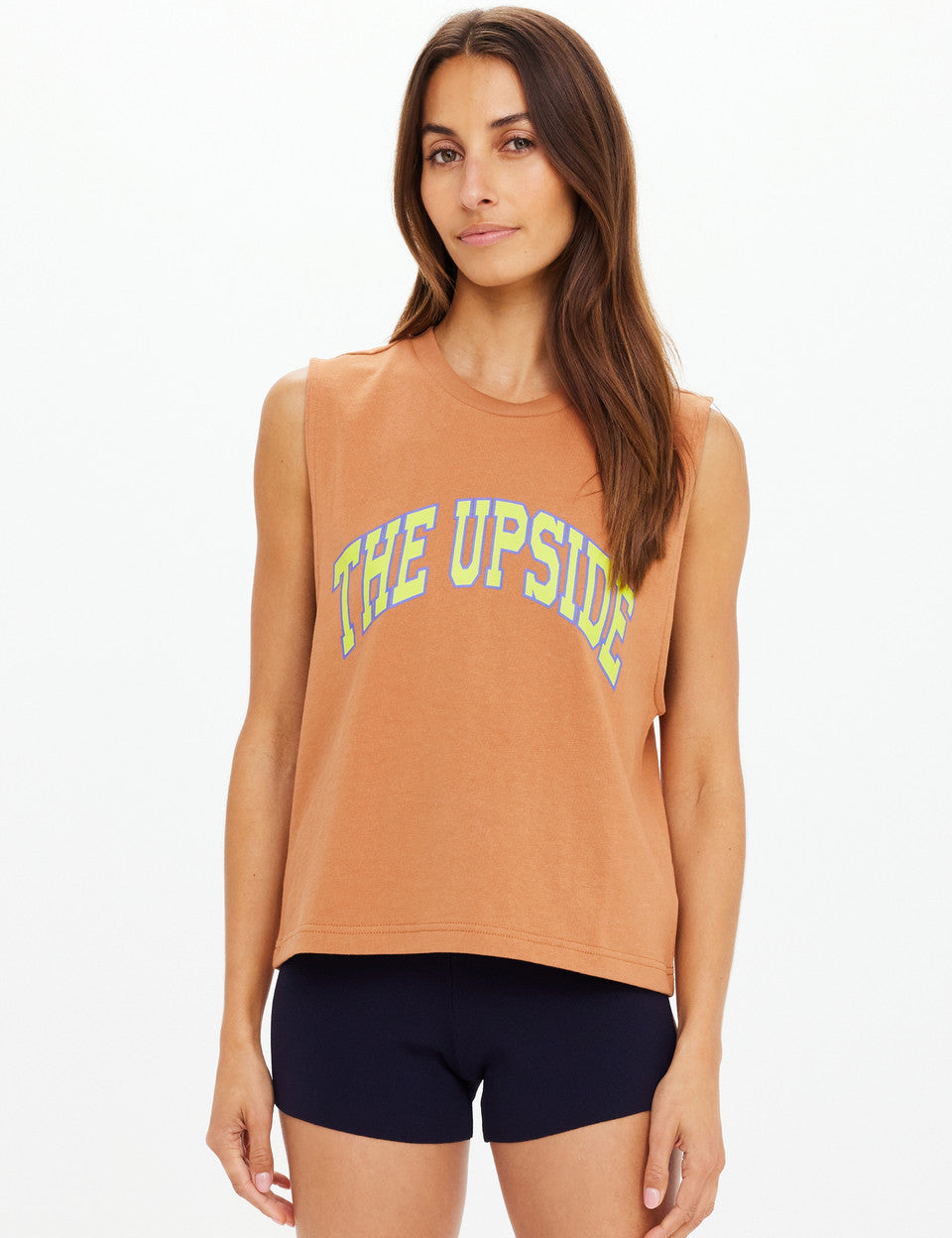 The Upside Dawson Tank melon organic cotton muscle tank womens designer activewear Australia