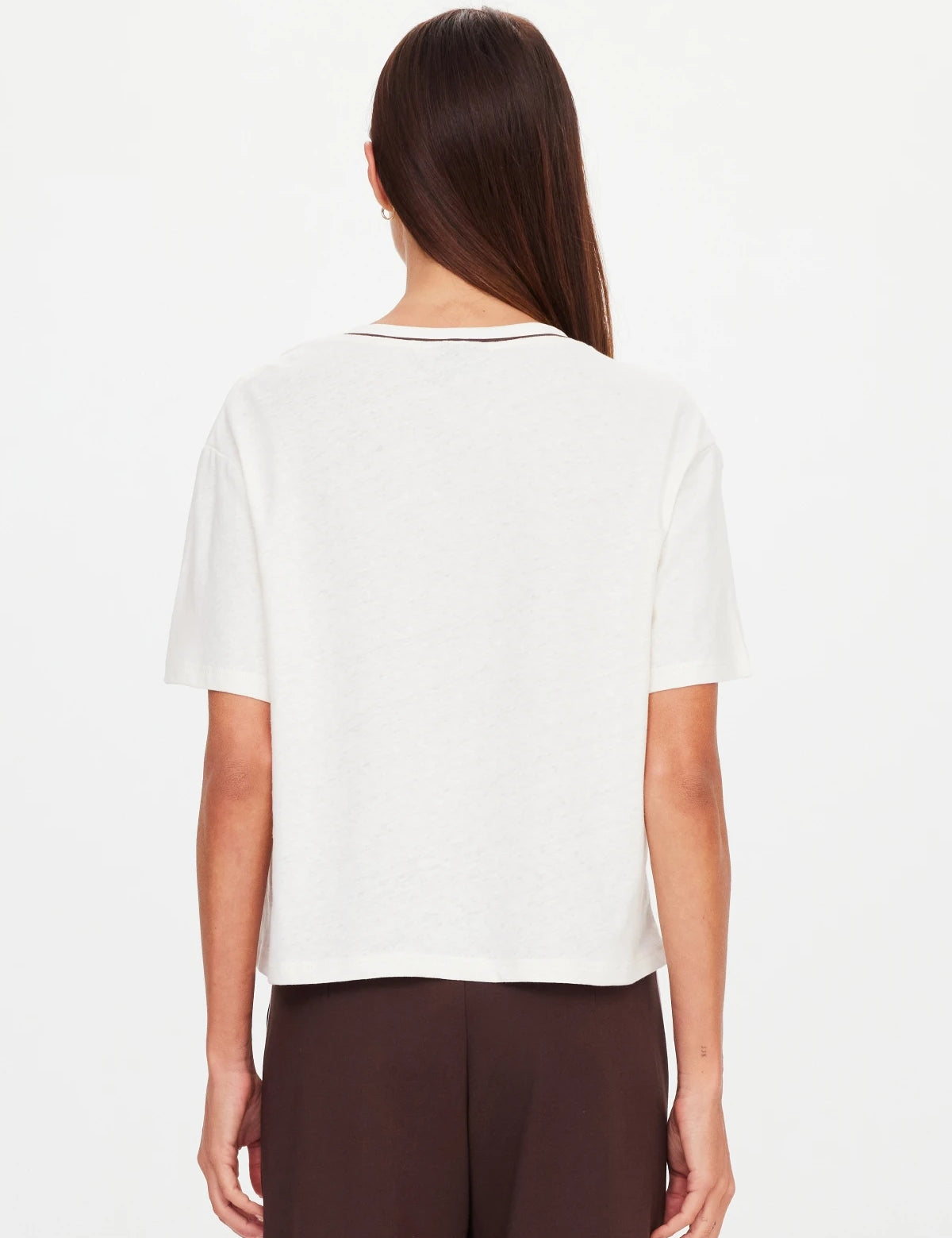 back view The Upside Elina v neck tee in coconut organic hemp cotton – Wild West Sisters