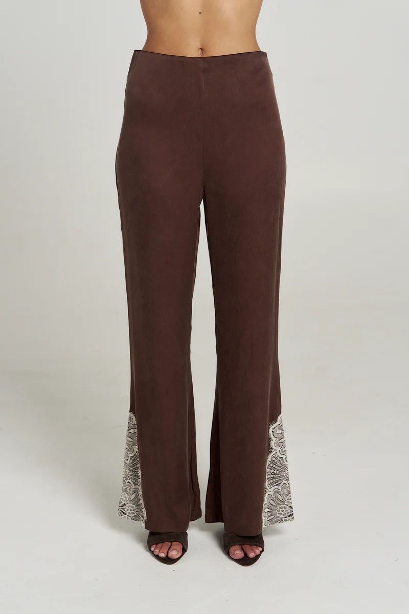 Summi Summi Florence Pant in Espresso, tailored flared silhouette, front view