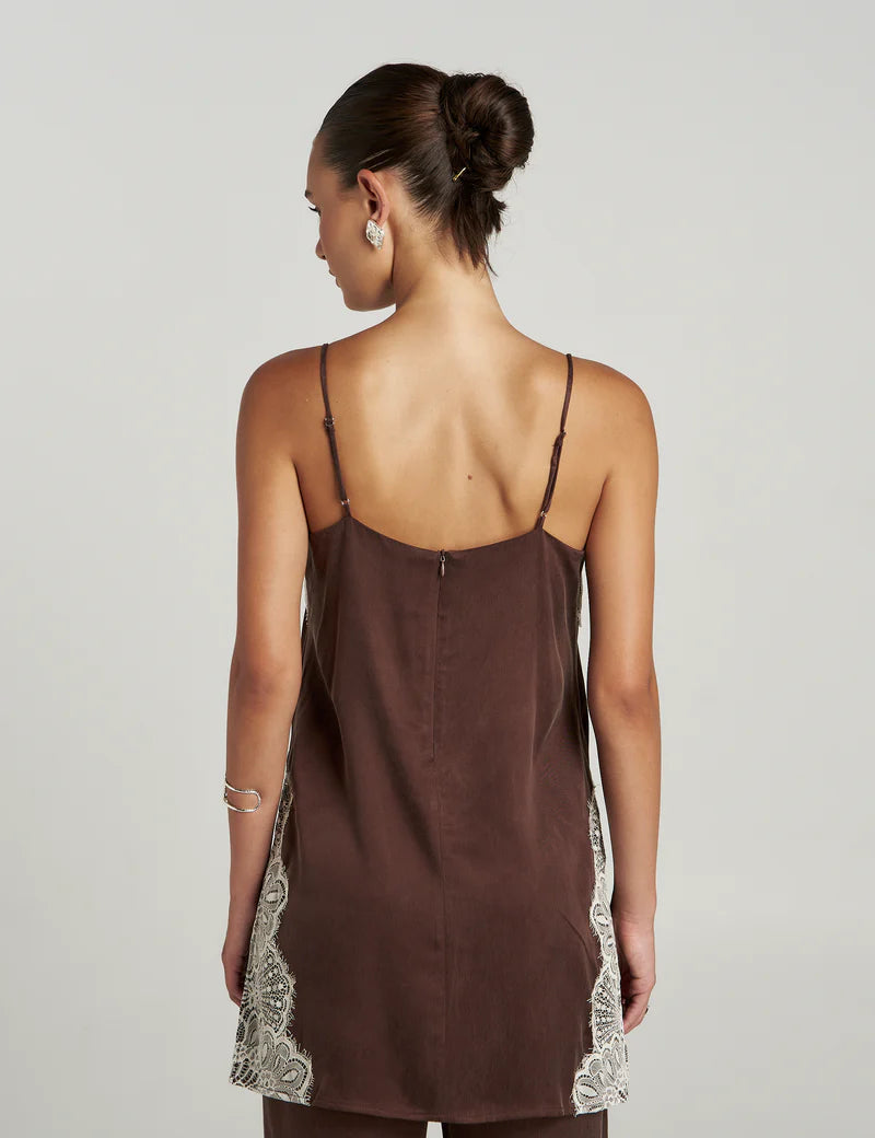 Summi Summi Florence Shift Top in Espresso, relaxed silhouette, back view