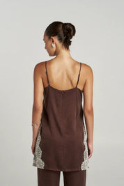 Summi Summi Florence Shift Top in Espresso, relaxed silhouette, back view