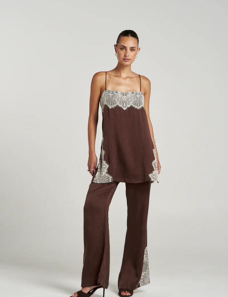 Model wearing Summi Summi Florence Shift Top styled for evening occasion with florence pant