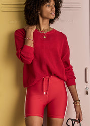 The Upside FENWAY SEBASTIAN KNIT CREW CHERRY