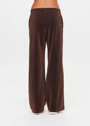 back view The Upside Galaxia Loretta wide leg pant in chocolate metallic sparkle – Wild West Sisters