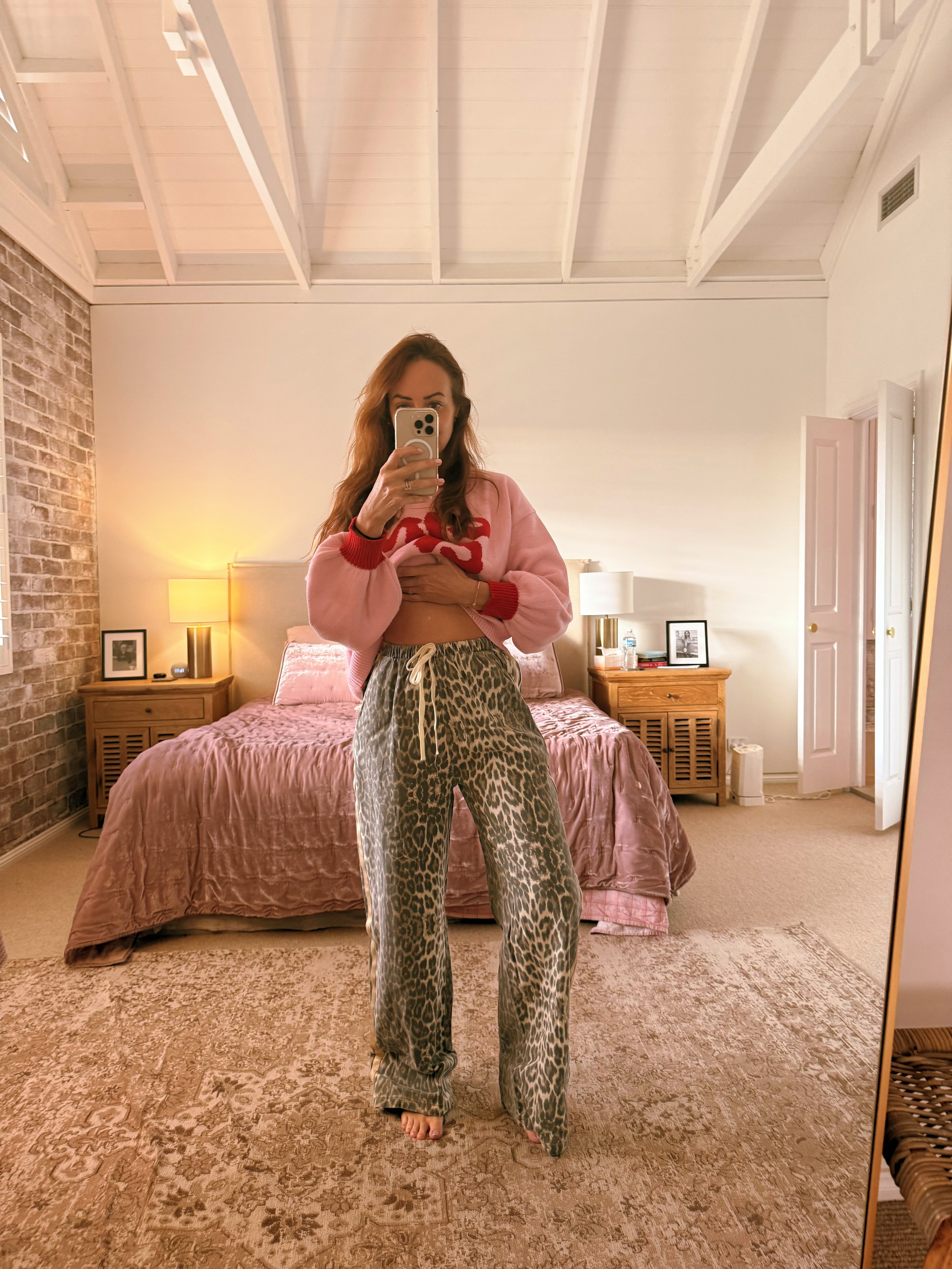 By Frankie Light Leopard Racer Pants