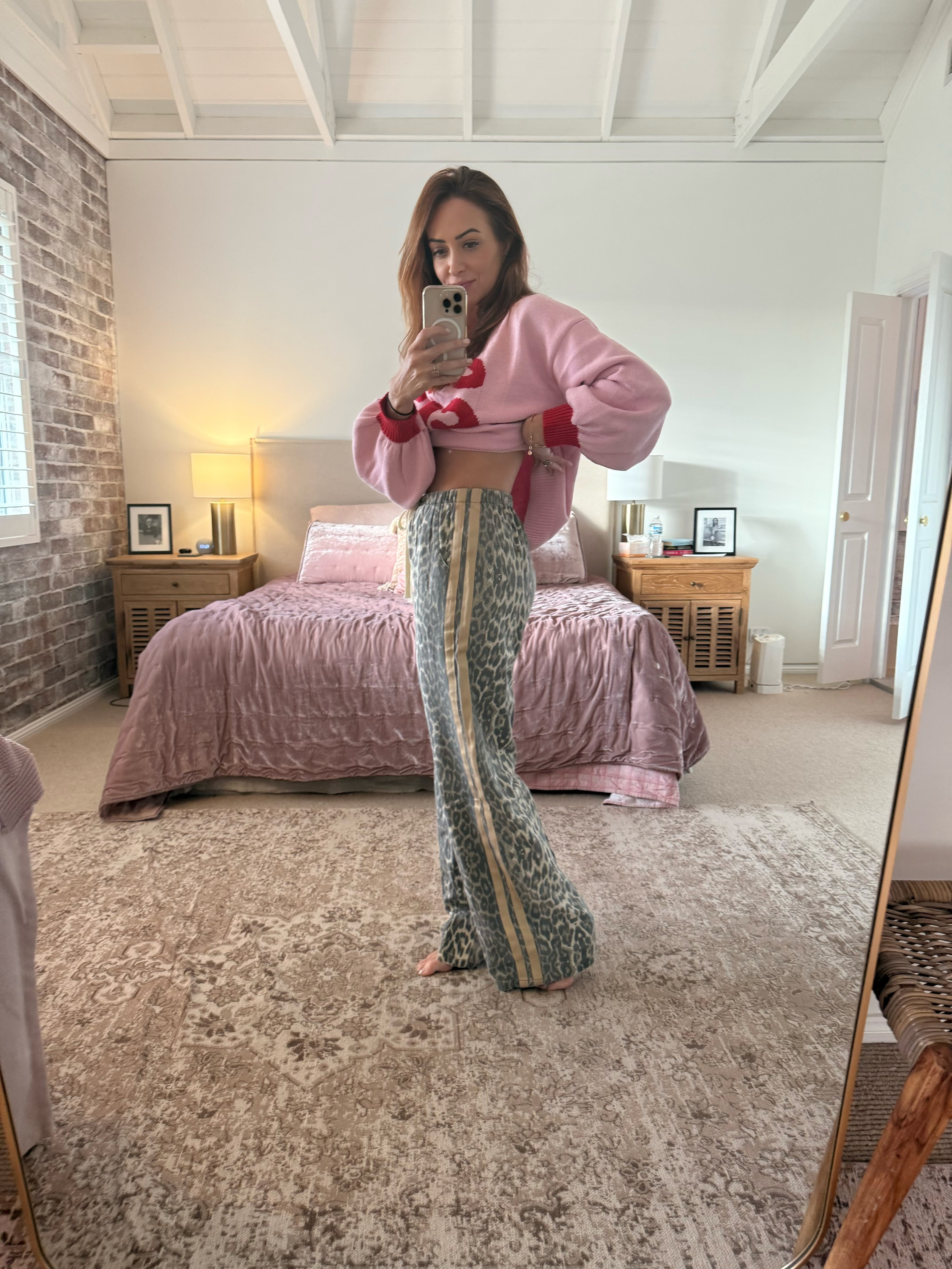 By Frankie Light Leopard Racer Pants