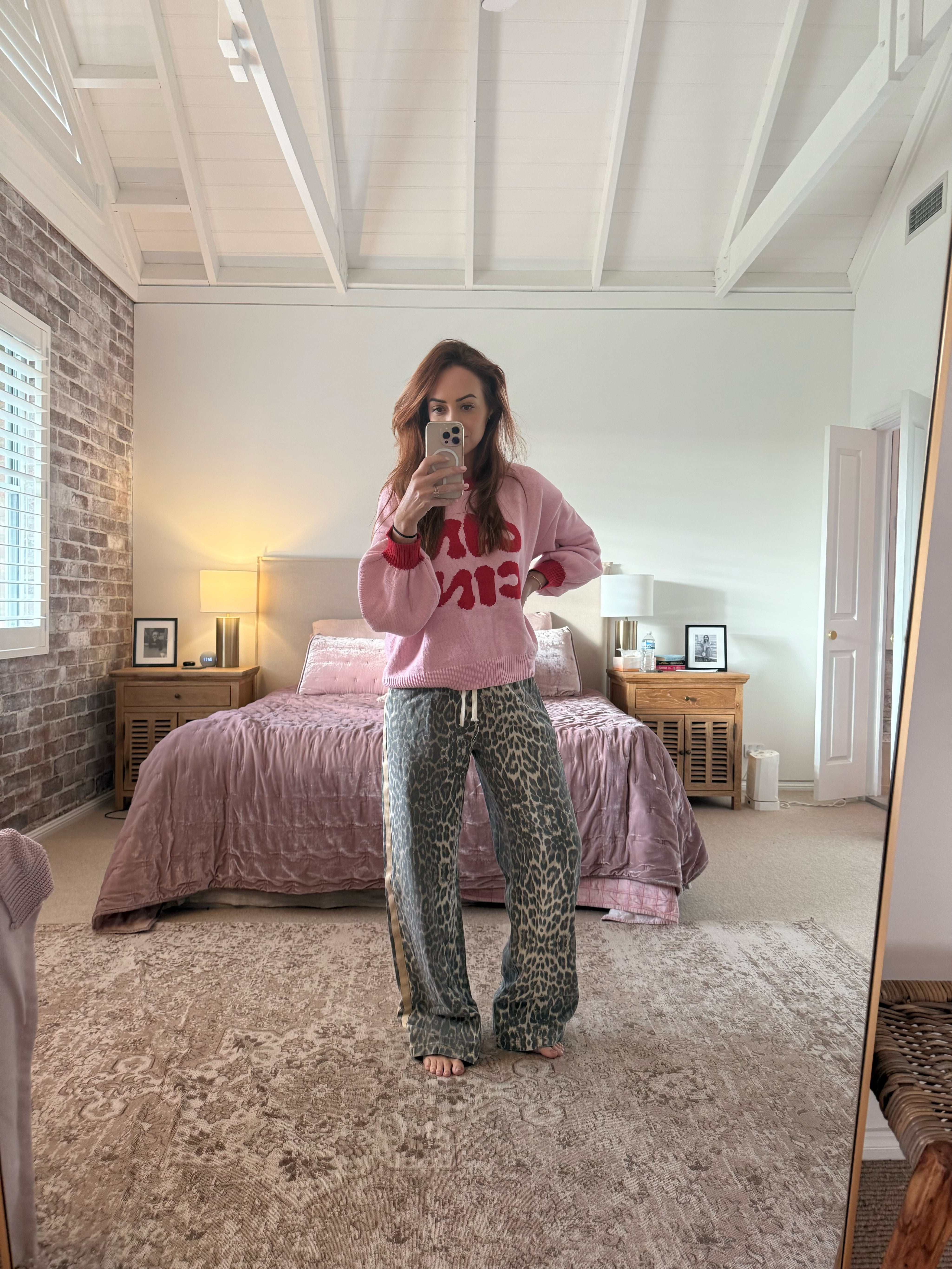 By Frankie Light Leopard Racer Pants
