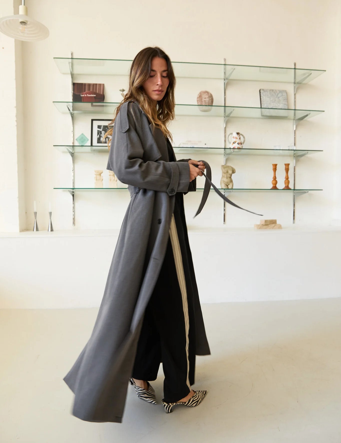 Jasmine Alexa Serena Trench styled steel side view