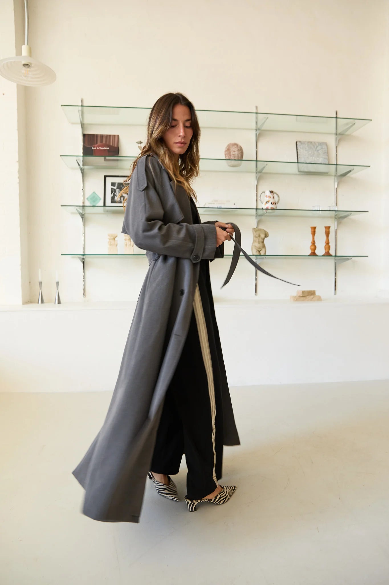 Jasmine Alexa Serena Trench styled steel side view