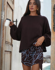 Luna Lane Lou Wrap Skirt in After the Tide print – satin crepe wrap skirt - front view