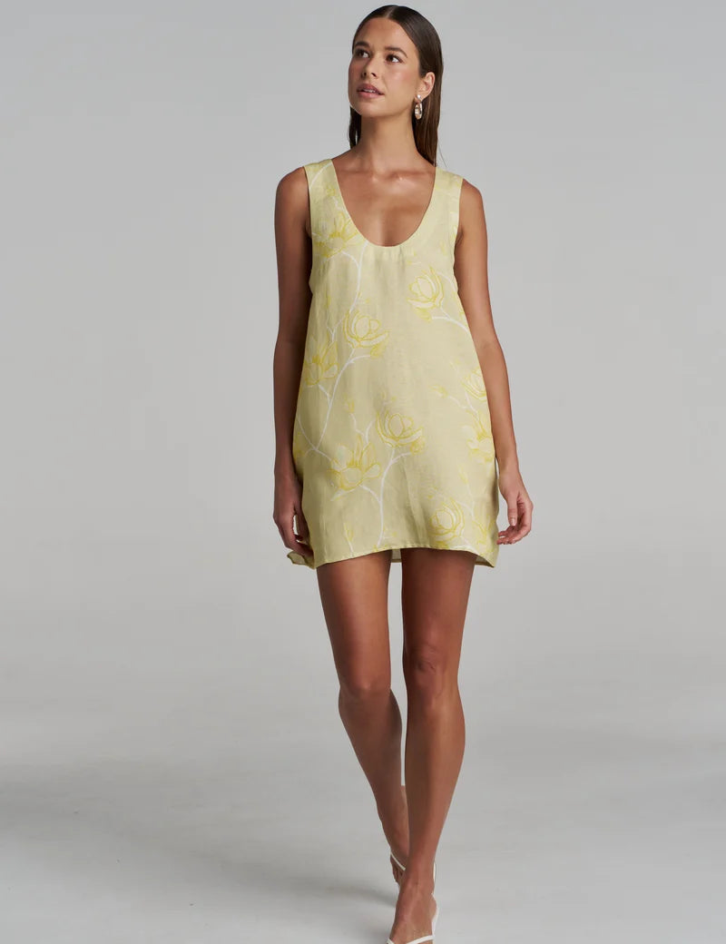 Flora Mini Dress in Magnolia - close up