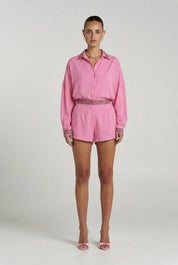 Summi Summi Sig Suit Short in Petal, tailored silhouette, mauve trim detail set with matching petal top