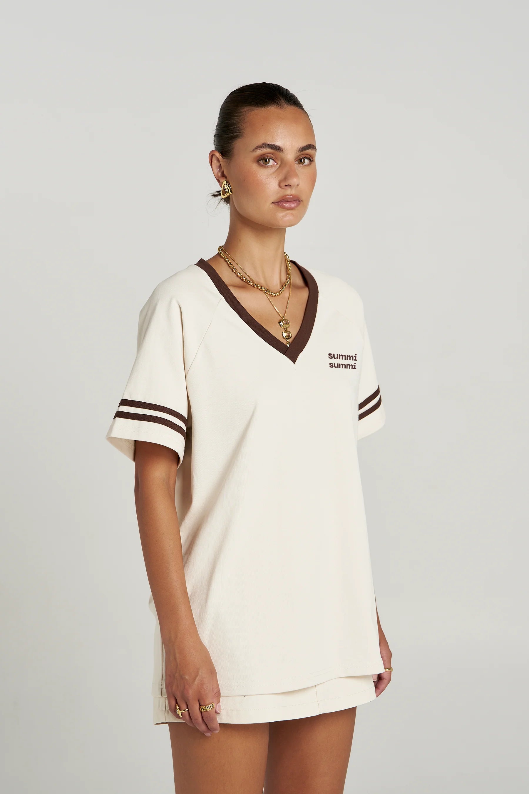Summi Summi - Reverie V Neck - Vanilla/Espresso