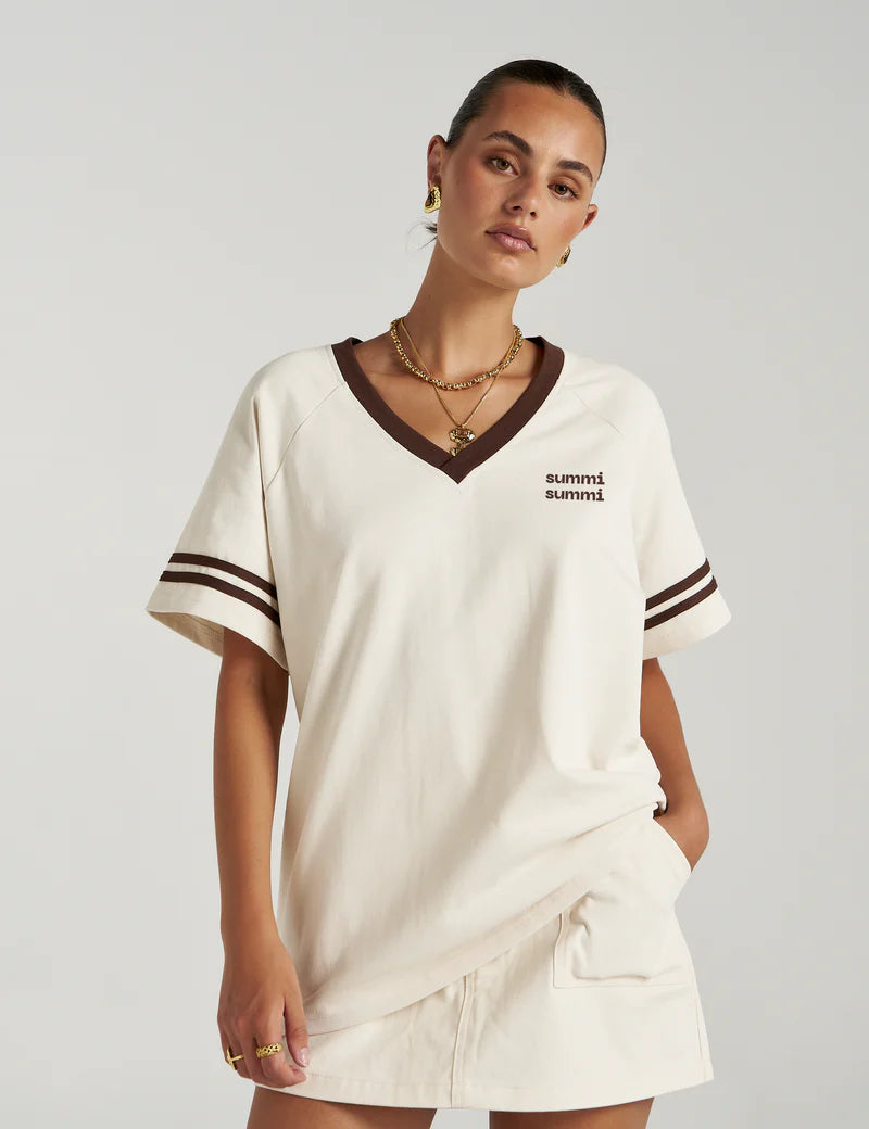 Summi Summi Reverie V Neck in Vanilla Espresso, 100% cotton