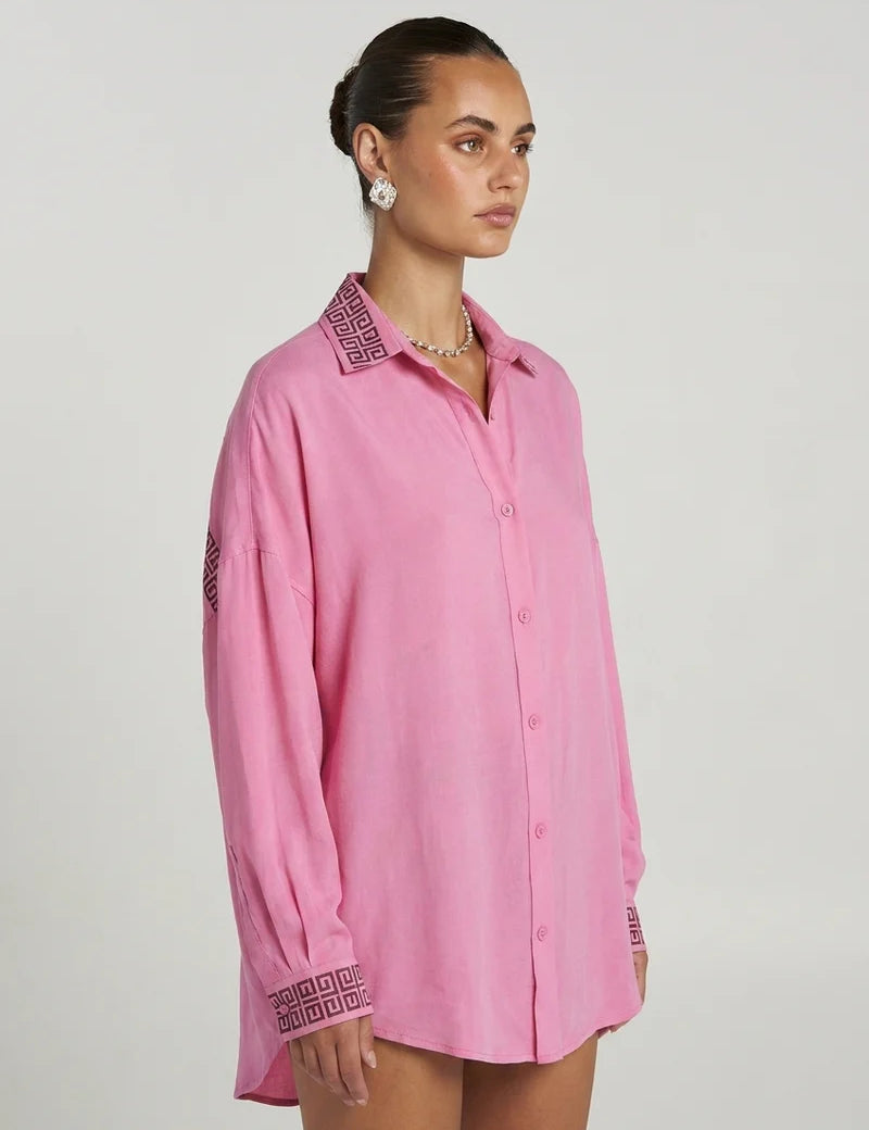 Summi Summi Sig LS Shirt in Petal, oversized silhouette, cupro rayon blend SIDE VIEW