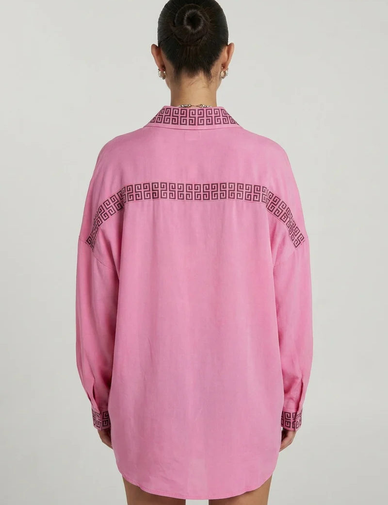 Summi Summi Sig LS Shirt in Petal, oversized silhouette, cupro rayon blend BACK VIEW