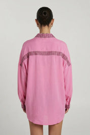 Summi Summi Sig LS Shirt in Petal, oversized silhouette, cupro rayon blend BACK VIEW