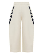 ŚSAINT Kids Barrel Trackpant in butter with navy double stripe detail back view