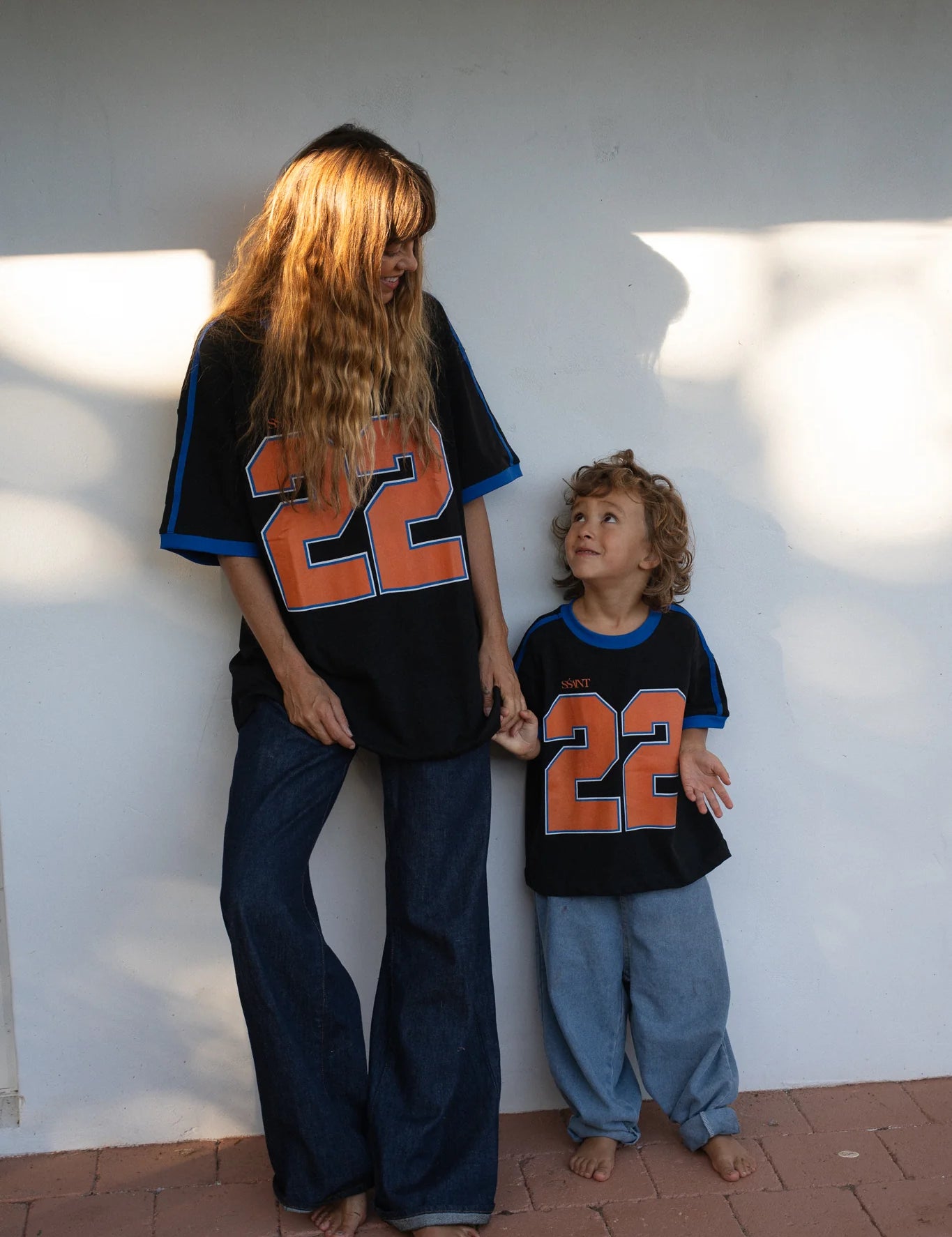 Kids and adult Twenty Two Tee in matching black and orange, Mother's Day mini me set, Wild West Sisters