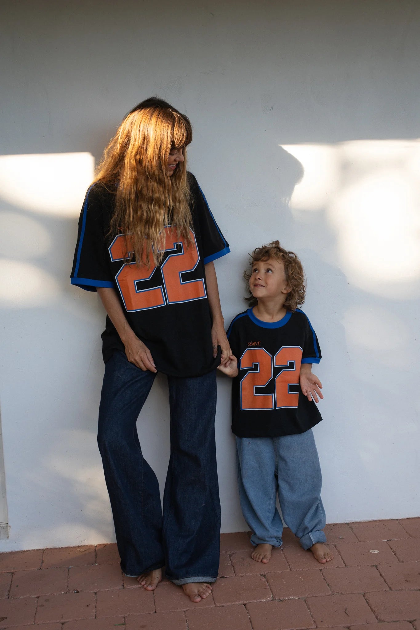 Kids and adult Twenty Two Tee in matching black and orange, Mother's Day mini me set, Wild West Sisters