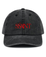 SSAINT Cap — Acid Wash Black & Cherry Logo