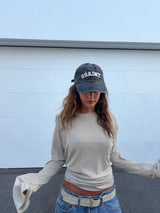 SSAINT Logo Cap — Black & Cream Acid Wash