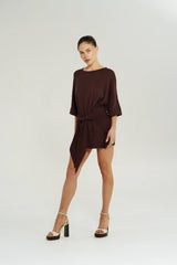 Summi Summi Knit Tie Front Dress – Chocolat